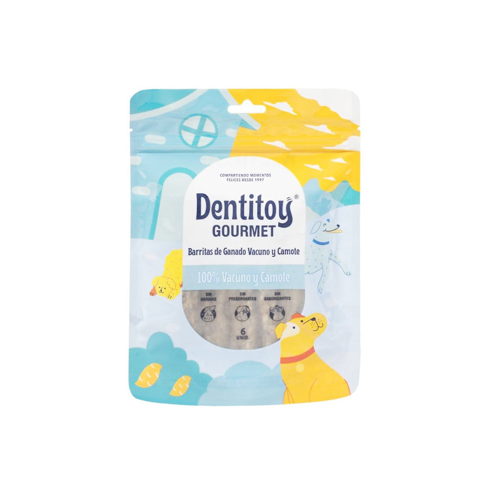 BARRITAS DE VACUNO Y CAMOTE DENTITOY GOURMET BOLSA 6 UNID