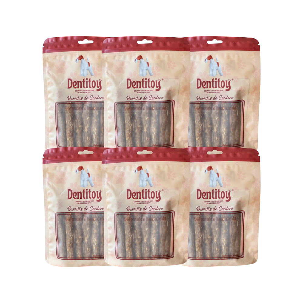 BARRITAS DE CORDERO DENTITOY BOLSA 6 UNID PACK X 6
