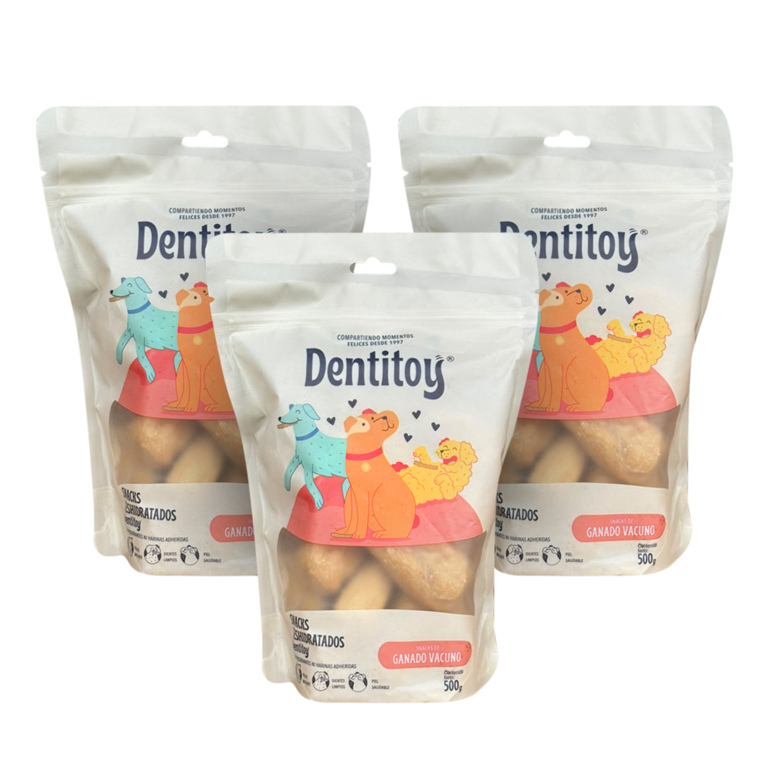 Snacks de Vacuno Muslitos Dentitoy – Bolsa 500 g - Pack x 3