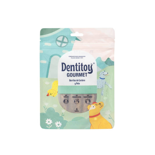 BARRITAS DE CORDERO Y PATO DENTITOY GOURMET BOLSA 6 UNID