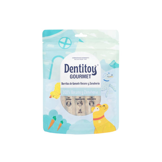 BARRITAS DE VACUNO Y ZANAHORIA DENTITOY GOURMET BOLSA 6 UNID