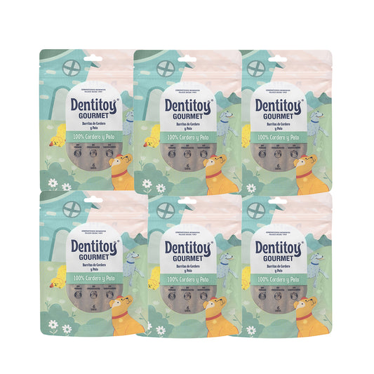 BARRITAS DE CORDERO Y PATO DENTITOY GOURMET BOLSA 6 UNID PACK X 6