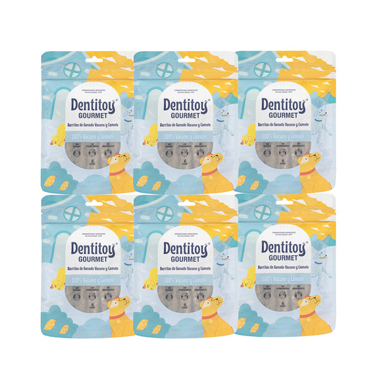 BARRITAS DE VACUNO Y CAMOTE DENTITOY GOURMET BOLSA 6 UNID PACK X 6