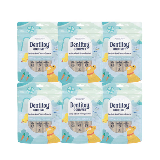 BARRITAS DE VACUNO Y ZANAHORIA DENTITOY GOURMET BOLSA 6 UNID PACK X 6