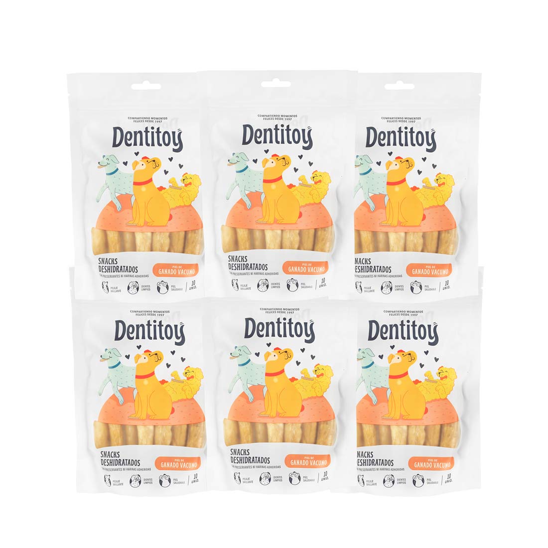 SNACKS DE VACUNO DENTITOY BOLSA 10 UNID PACK X 6