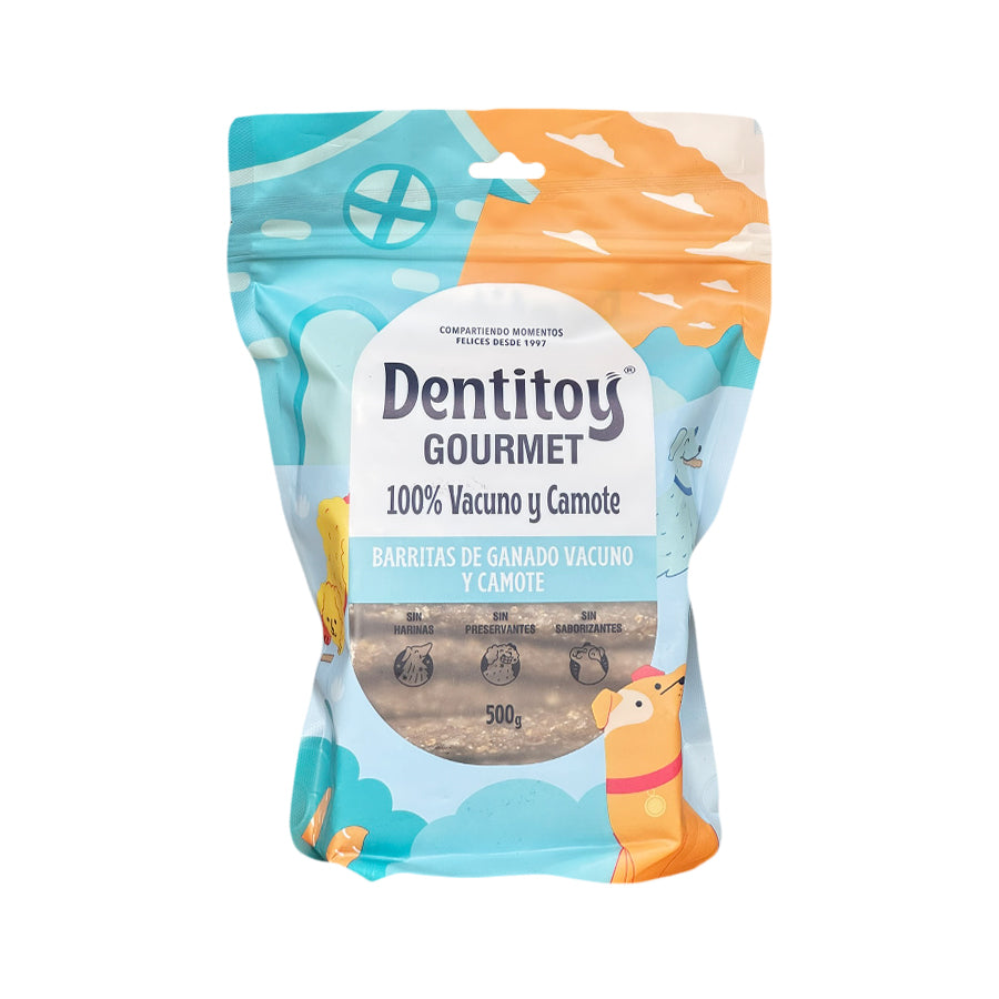 BARRITAS DE VACUNO Y CAMOTE DENTITOY GOURMET BOLSA 500 G